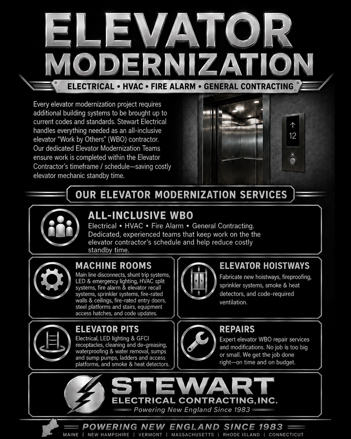 Elevator Modernization Service provided by Stewart Electrical Contacting