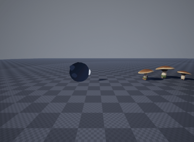 Fig 36 - Belly using the suction ability on a group of static meshes. The digestion ability only allows for one object to be digested at a time.