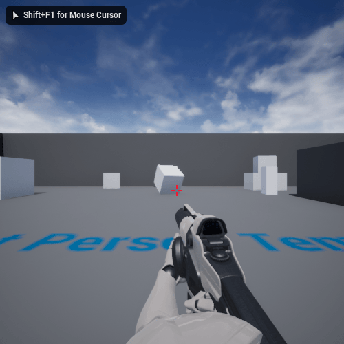 Fig 1 - Final outcome at the end of the masterclass, the shape that the player walks up to represents a health potion.