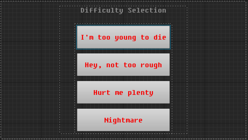 Fig 19 - Basic difficulty selection widget