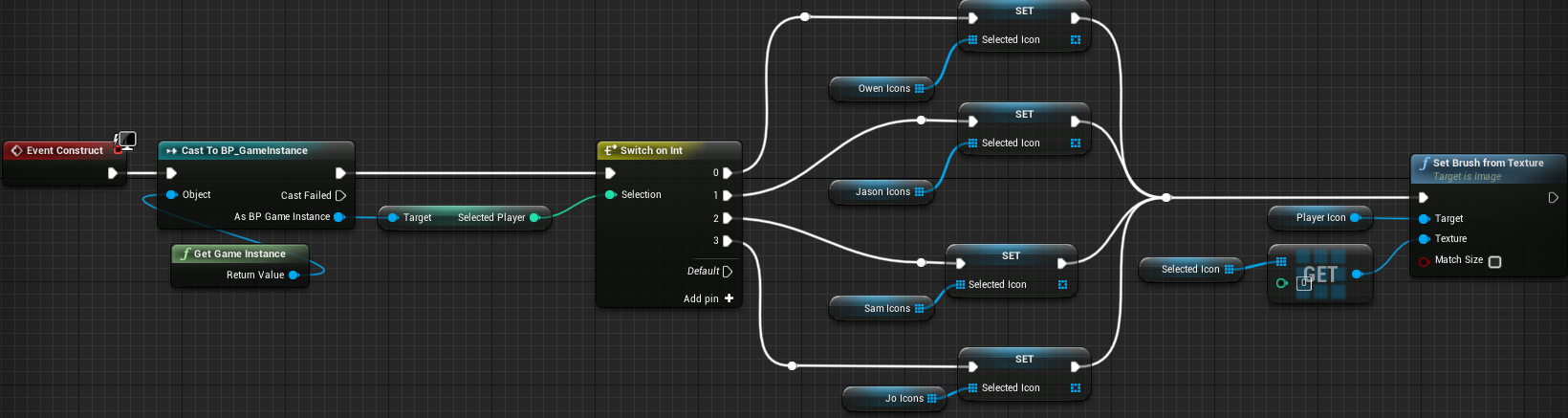 Fig 23 - Changing the player icon system to set a single array and a single brush texture node