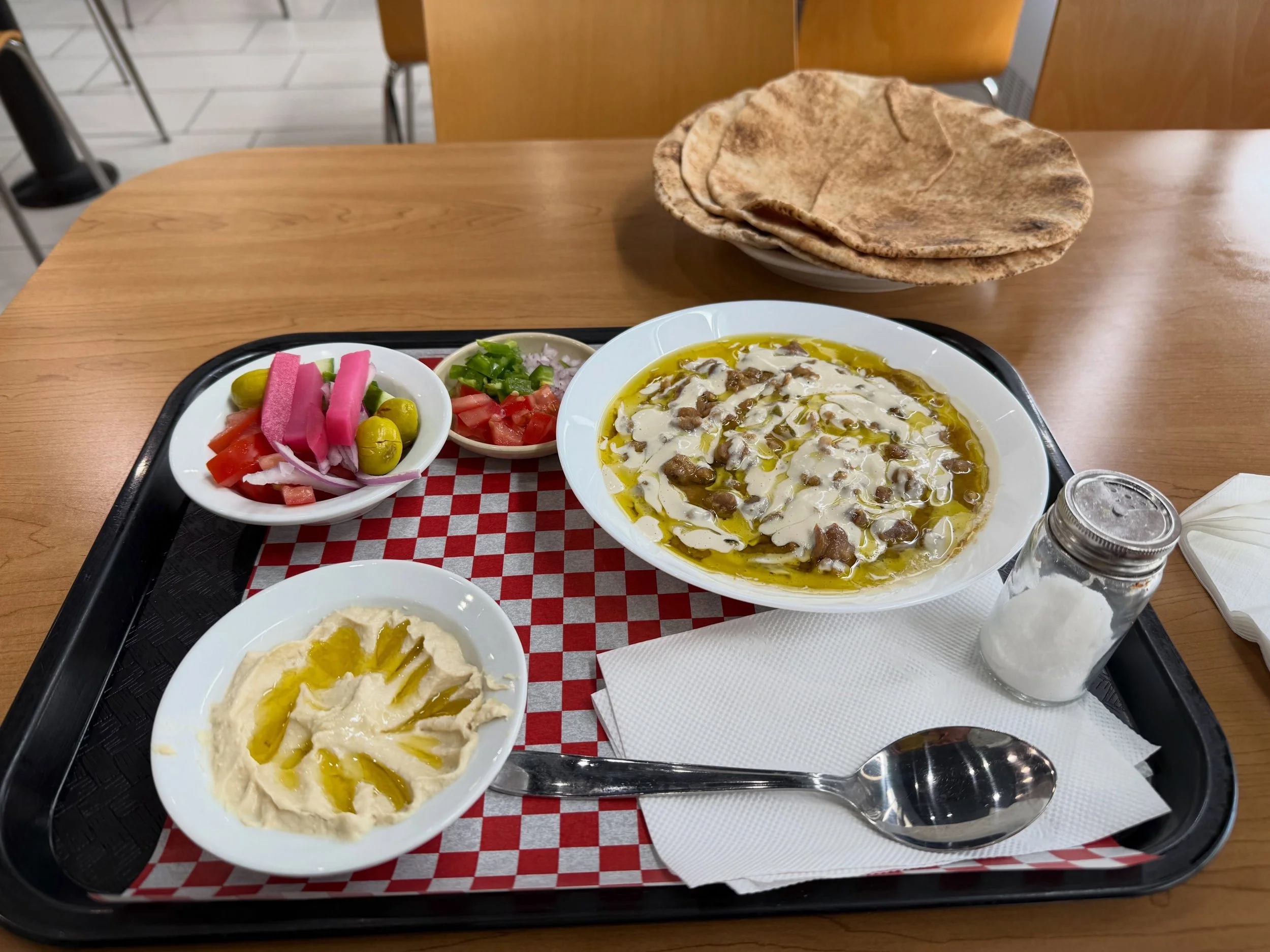 Alexandrina #ful at @himanskitchen &mdash; tastes as great as it looks! #Beans, #hummus, pita, #pickles: what&rsquo;s not to love? 😋