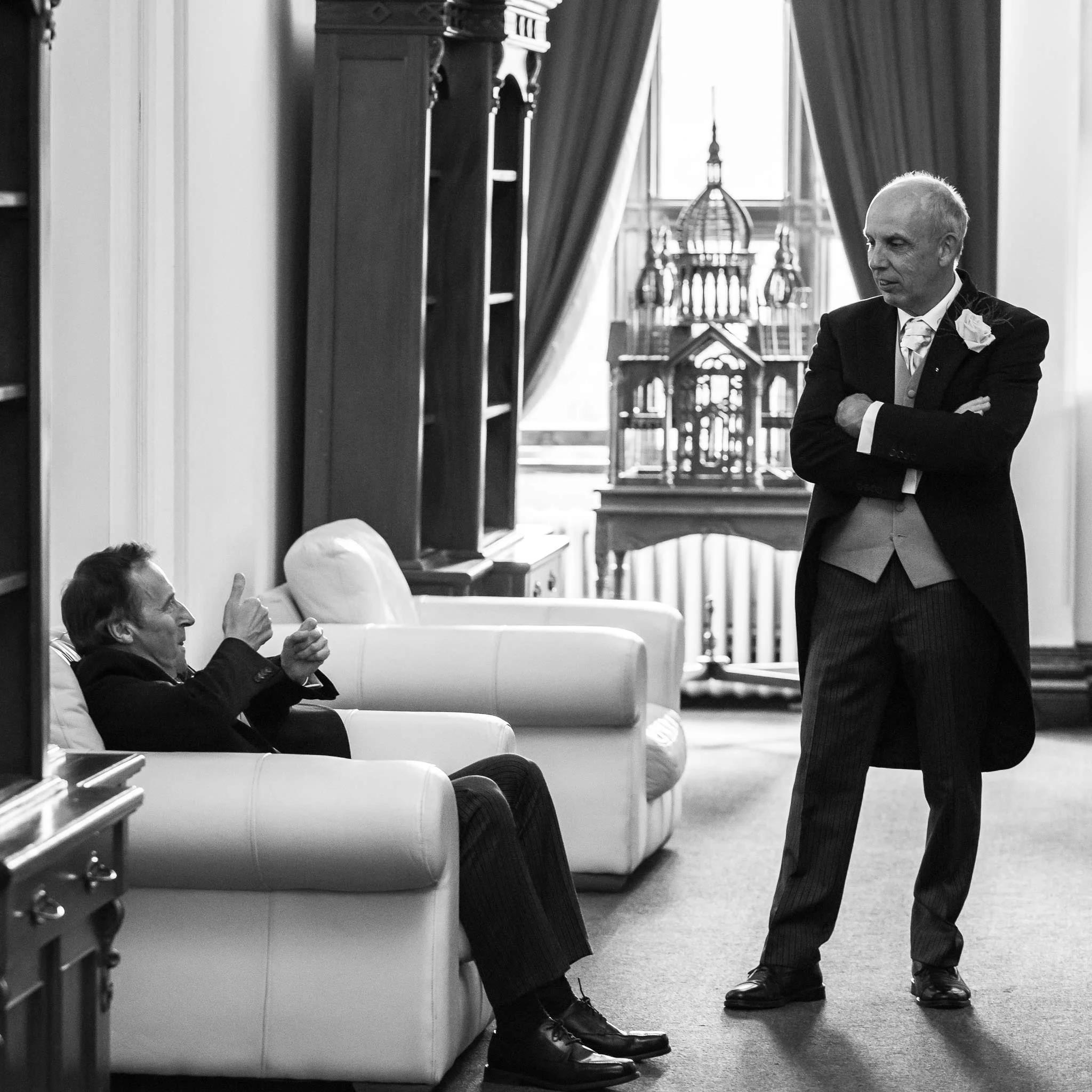 Father of the Bride, having a chat with Father of the Bride