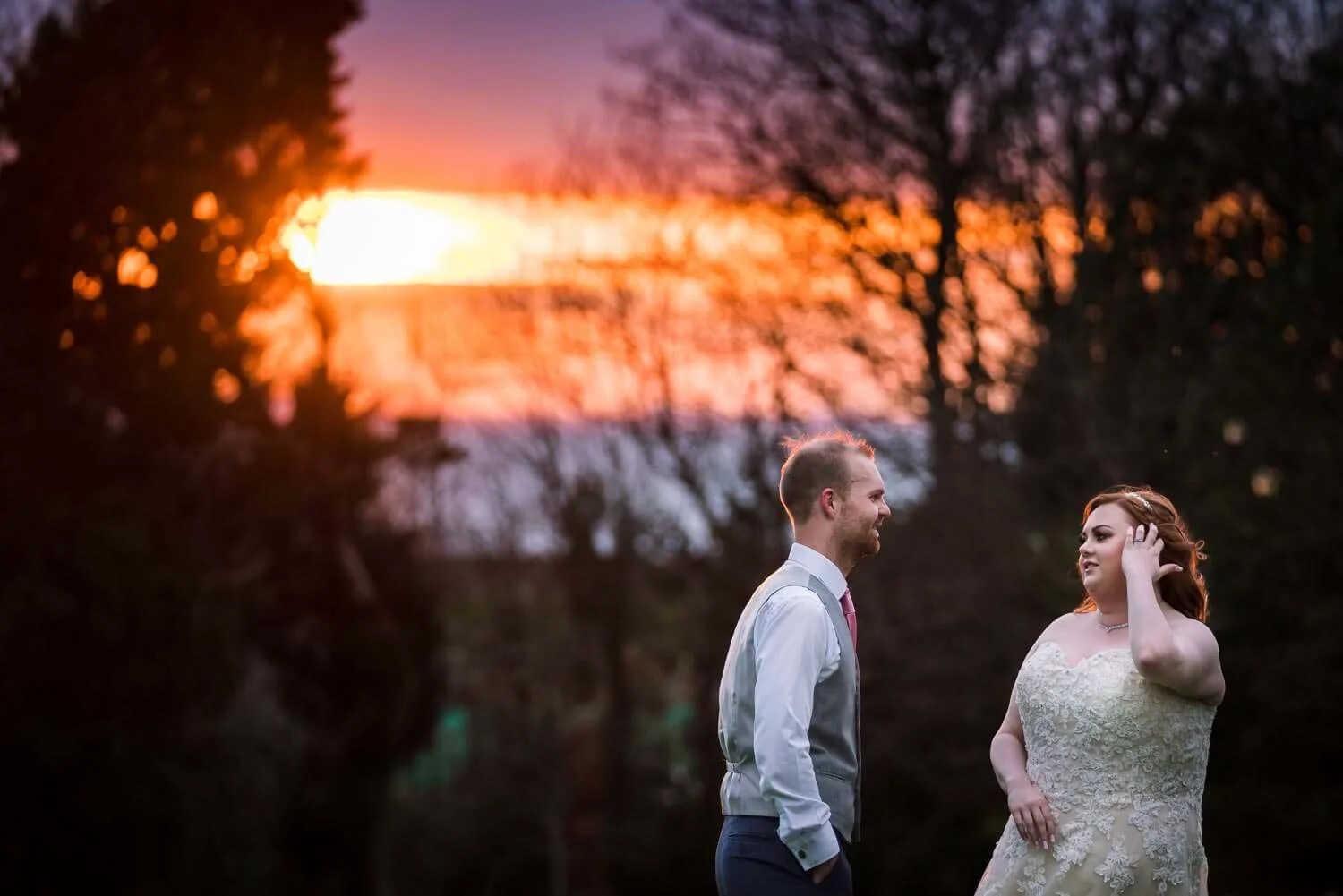 Clevedon Hall, Somerset Wedding Photography, Sunset, married couple, Somerset Wedding Photographer