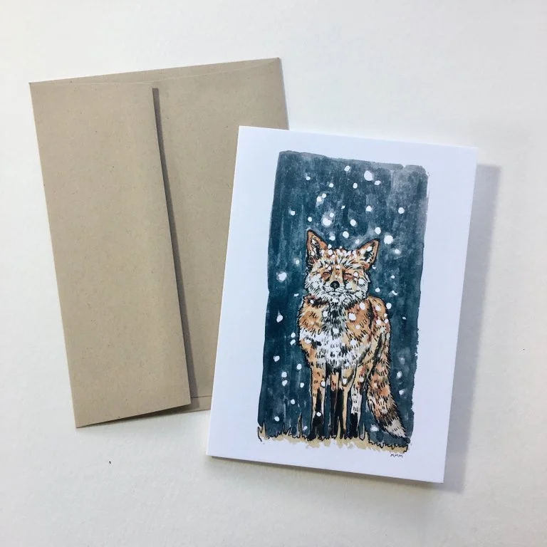 "Fox in Snow" Stationery Card