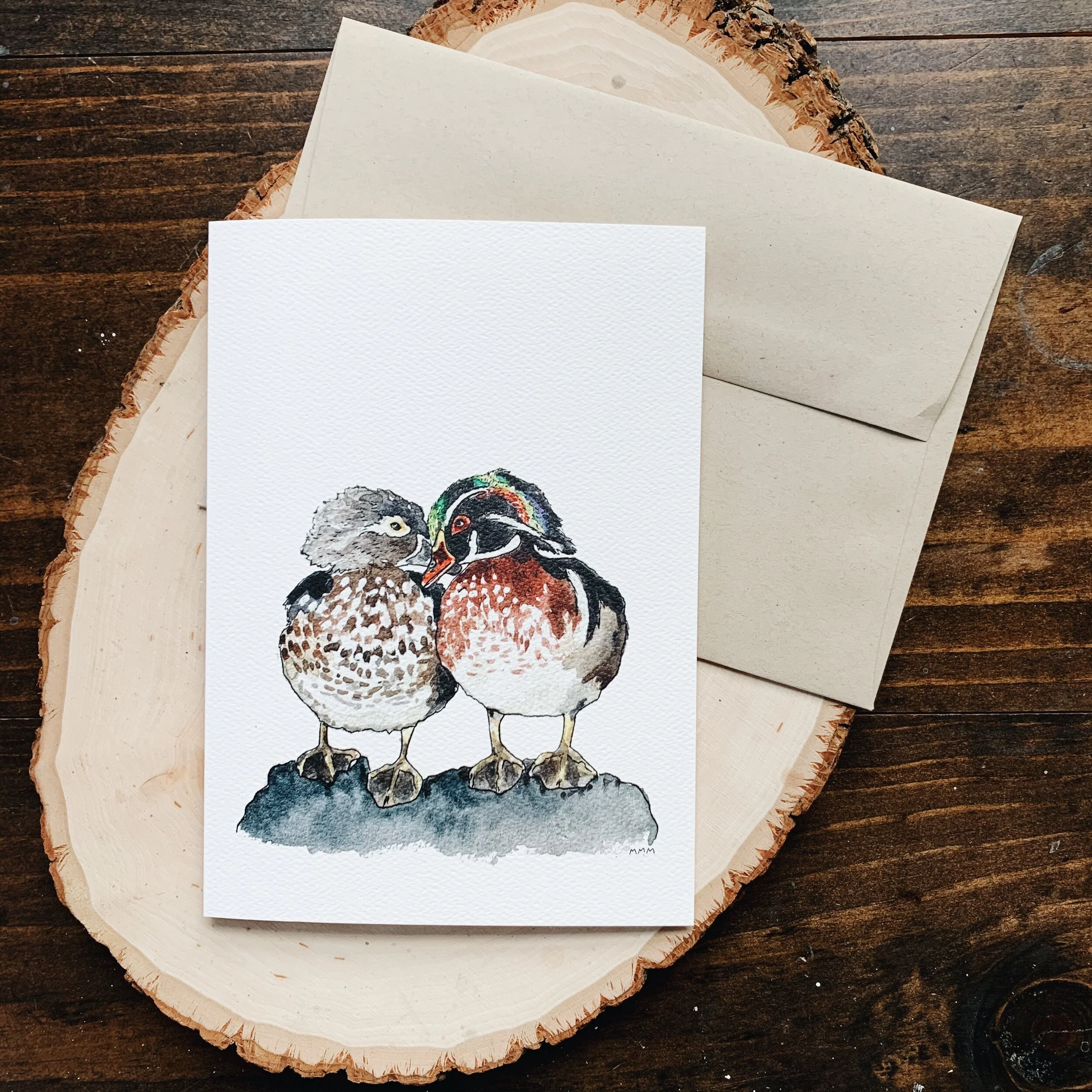 Nuzzling Wood Ducks Stationery Card