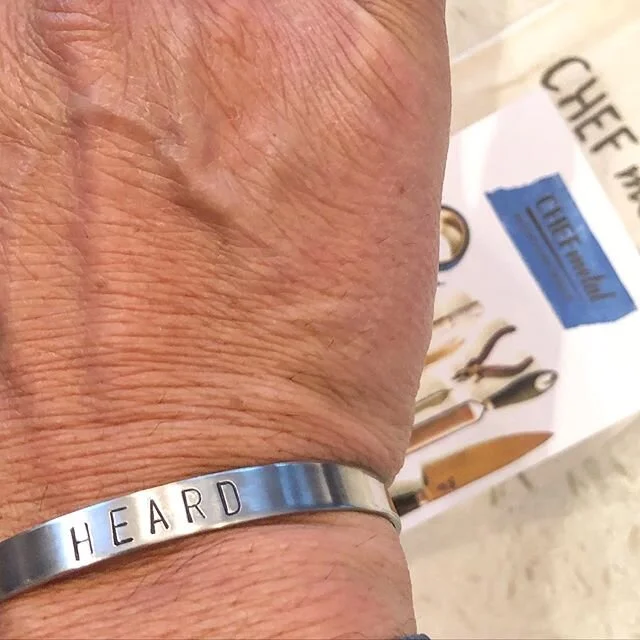 Thank you @chefmetaljewelry for this 2 Meaning Bracelet: 1) HEARD is the American equivalent to, &ldquo;Oui Chef&rdquo; in our kitchens. 2) HEARD is WE are listening to #blm We have to listen, absorb, understand then ACT. We have to be #antiracist for the sake of future generations, ENOUGH!  Just always #bekind and pls, wear the other shoe to try to understand. Don&rsquo;t sympathize, act, support Black businesses, go out of  your way! Kindness will prevail, it has to........
