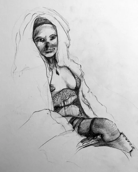 Happy Halloween! Figure drawing in pencil. From Grotesque Burlesque drawing session. October, 2017
