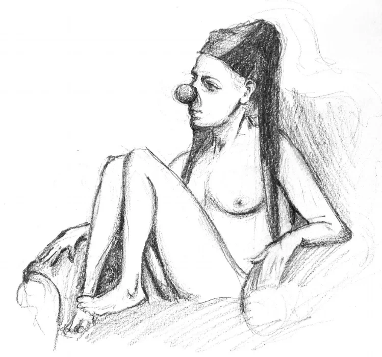 Figure drawing in pencil. 