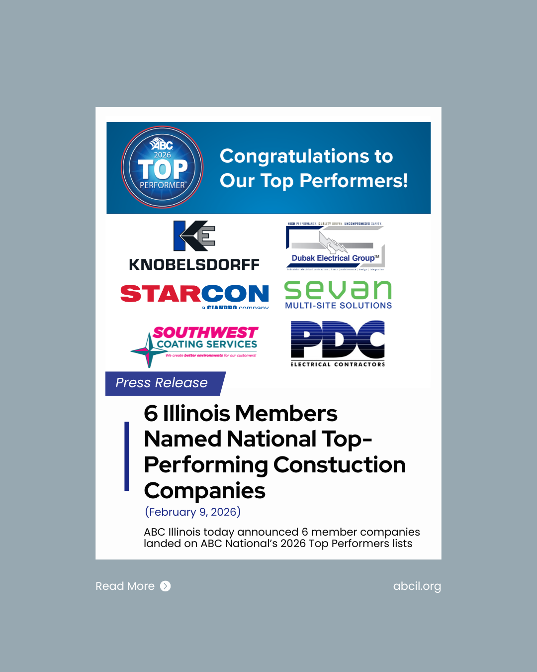 6 Illinois Members Named National Top-Performing Construction Companies