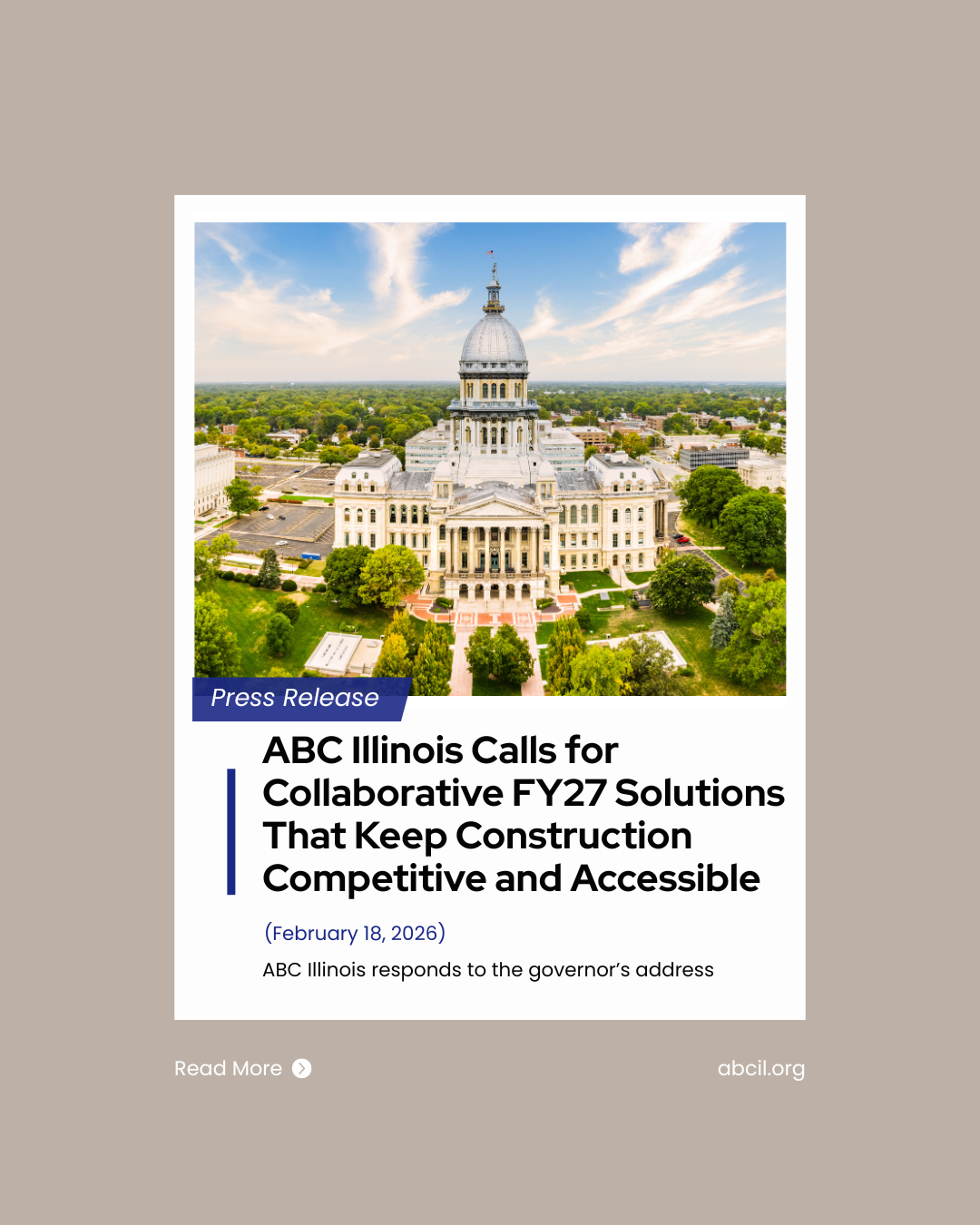 ABC Illinois Calls for Collaborative FY27 Solutions That Keep Construction Competitive and Accessible