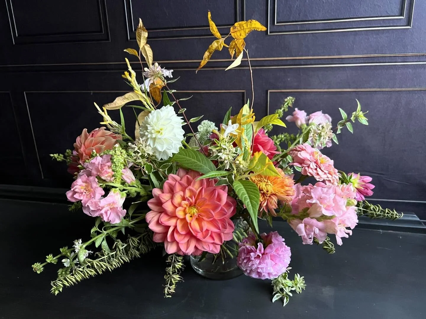 Pretty frocks on and ready for dinner - these petite beauties are headed to a Welcome Dinner being held tonight in honor of tomorrow&rsquo;s wedding.  In 4&rdquo; recycled glass cylinder vases for easy dinner table placements, they are 💯 percent loc