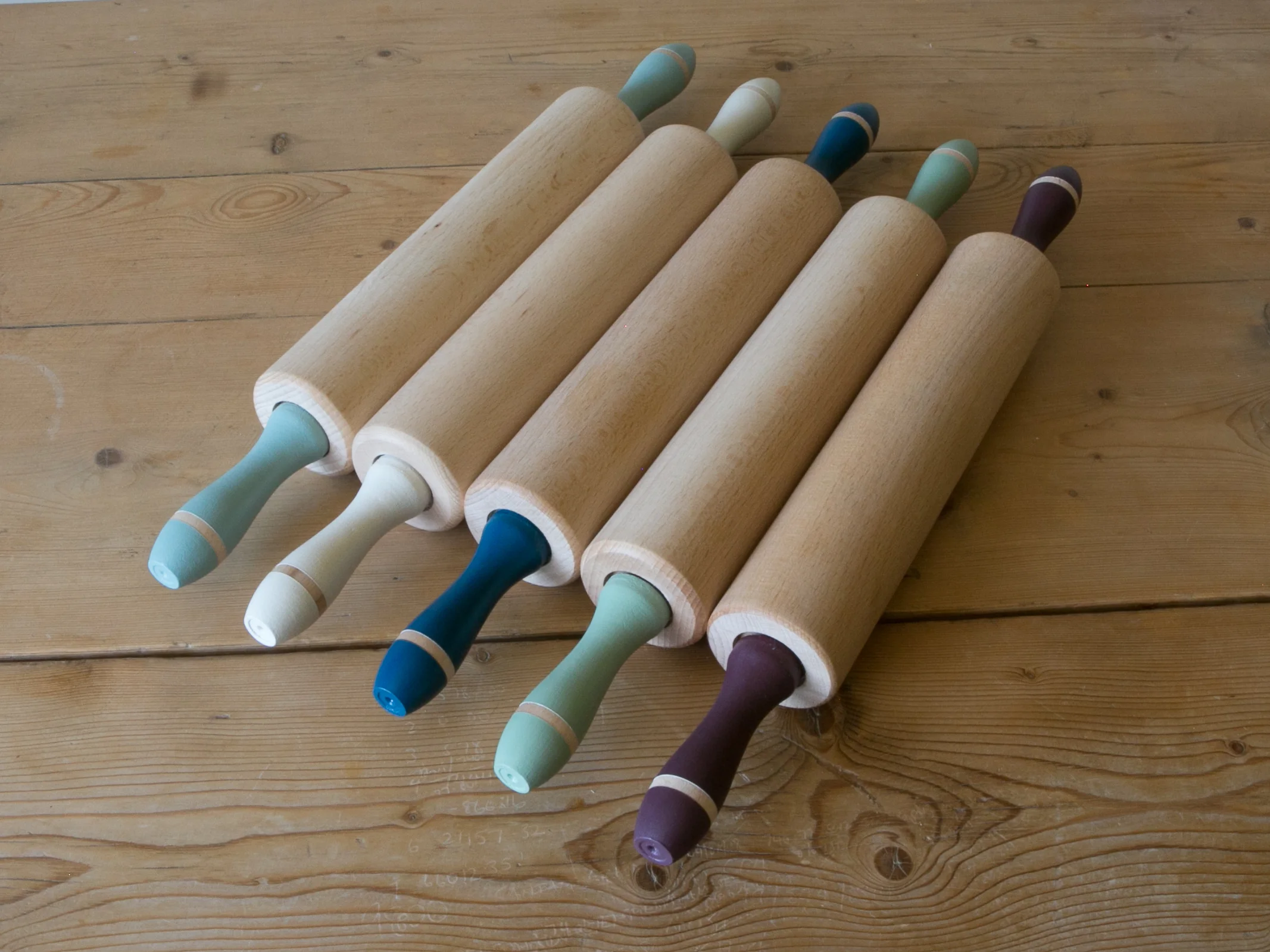 pretty coloured rolling pins