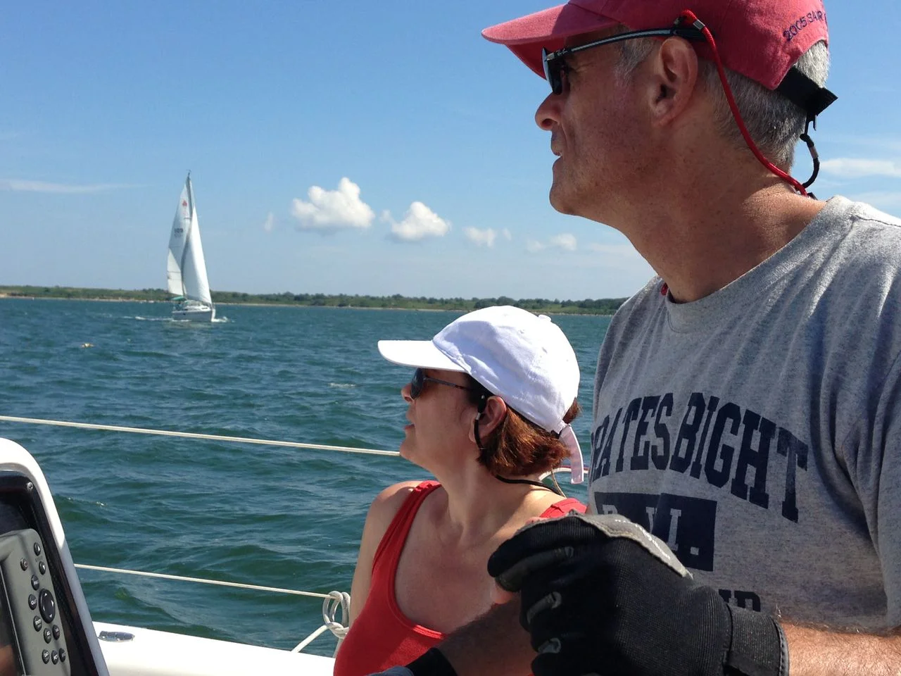 Sailing in Boston Harbor with my husband