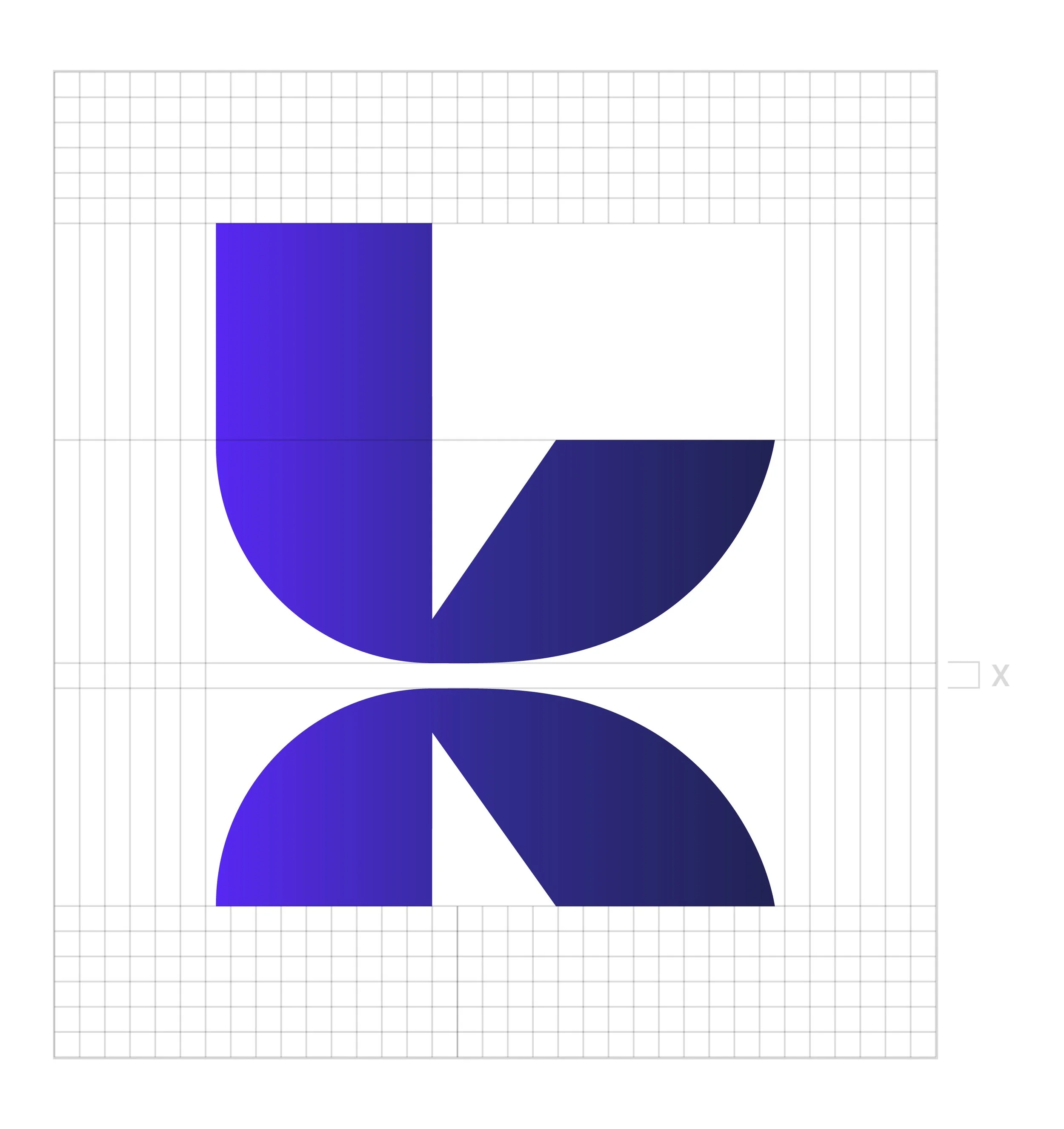 Used the grid system to create symmetry and sharp edges for each of the shapes forming the “k”. 