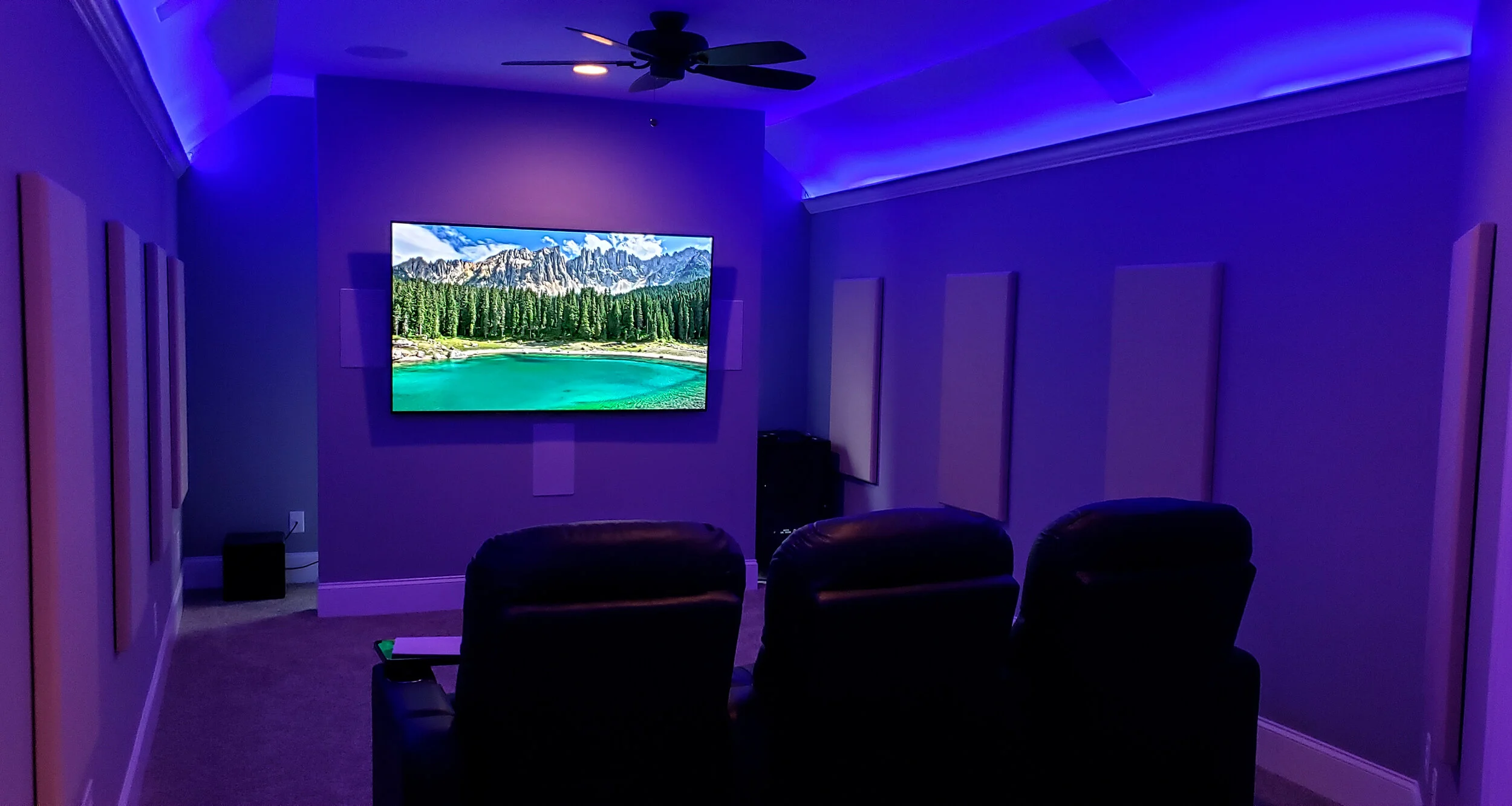 home theater, projection screen, and surround sound installed by NC Visionz in Denver, NC