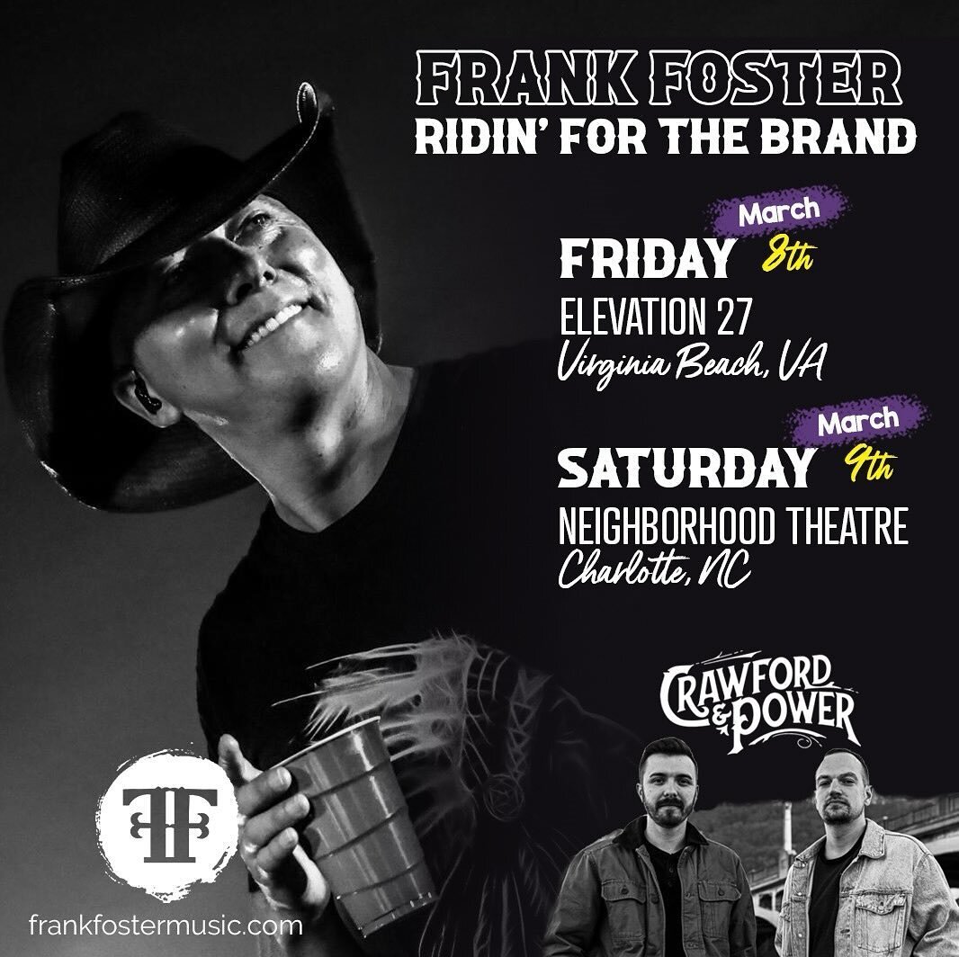 Don&rsquo;t miss @thefrankfoster&rsquo;s &ldquo;Ridin&rsquo; For The Brand&rdquo; tour stops in Virginia Beach and Charlotte, NC this weekend! We&rsquo;ll be opening both nights, grab those tickets it&rsquo;s gonna be two killer shows! 💪🏻💪🏻💪🏻


