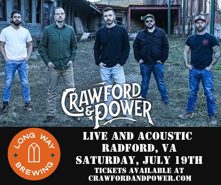 Join us in Radford, VA @longwaybrewing on Saturday, July 19th for a special Full Band Acoustic show. Tickets are on sale now and are limited. Grab em up at the link in our bio.