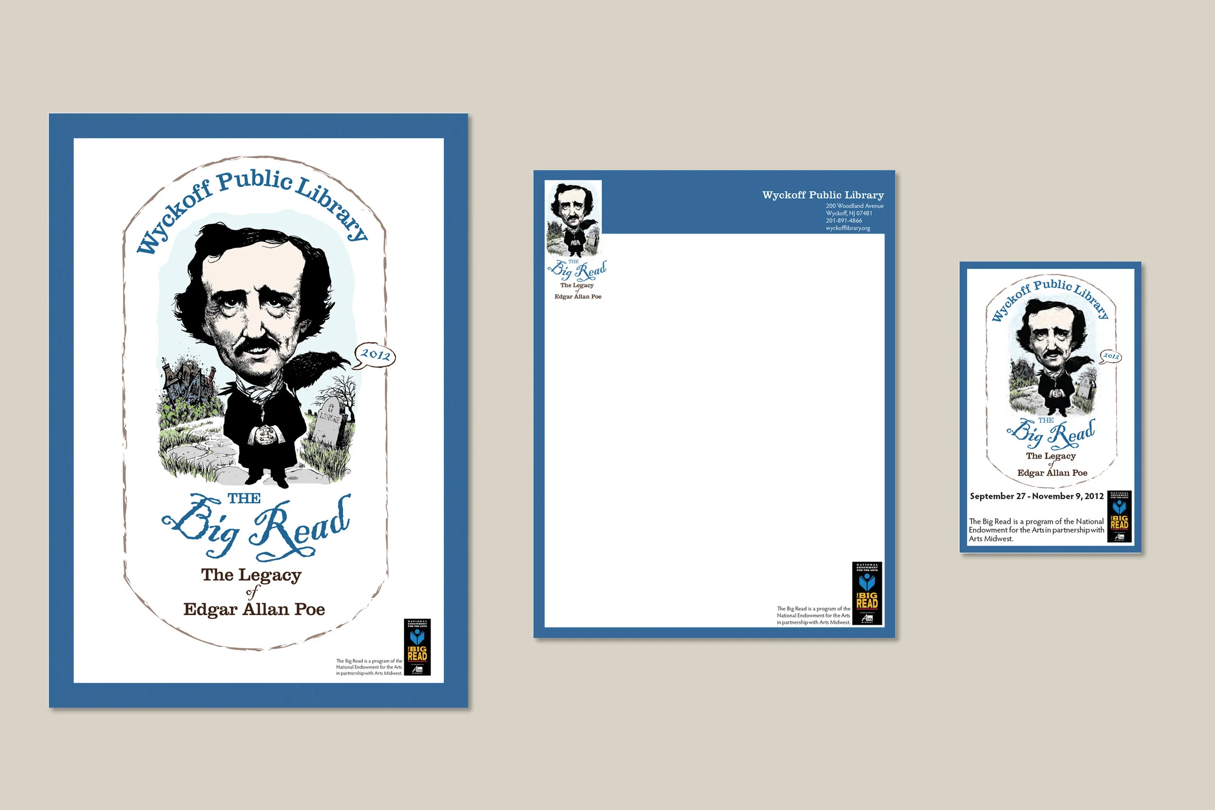  Logo and collateral materials for National Endowment for the Arts Big Read grant program at Wyckoff Public Library 