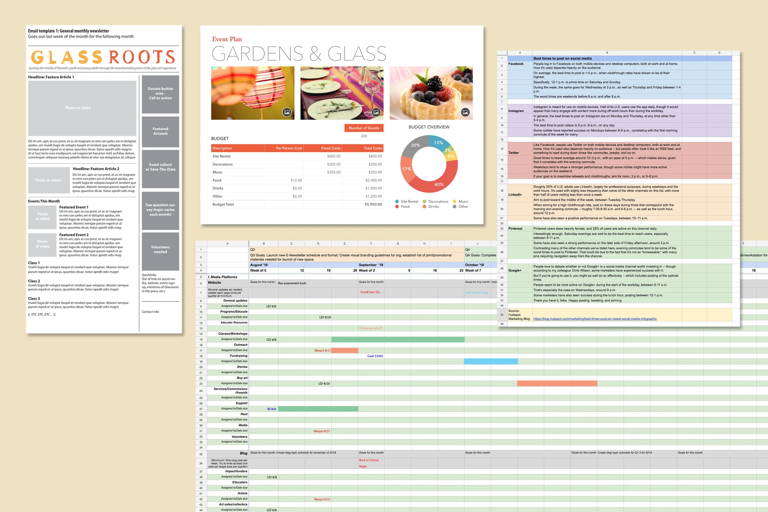  I provided a variety of planning tools along with a three-year editorial flow calendar incorporating all audiences and communications platforms. 