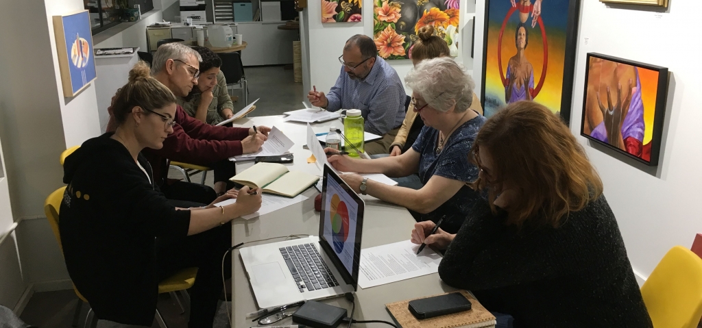  Students at my Business Bootcamp for Artists class in the Studio Montclair gallery 