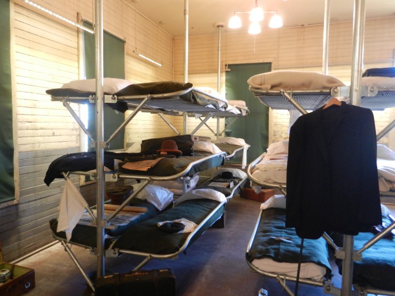 Barracks at Angel island, with overcrowded bunks