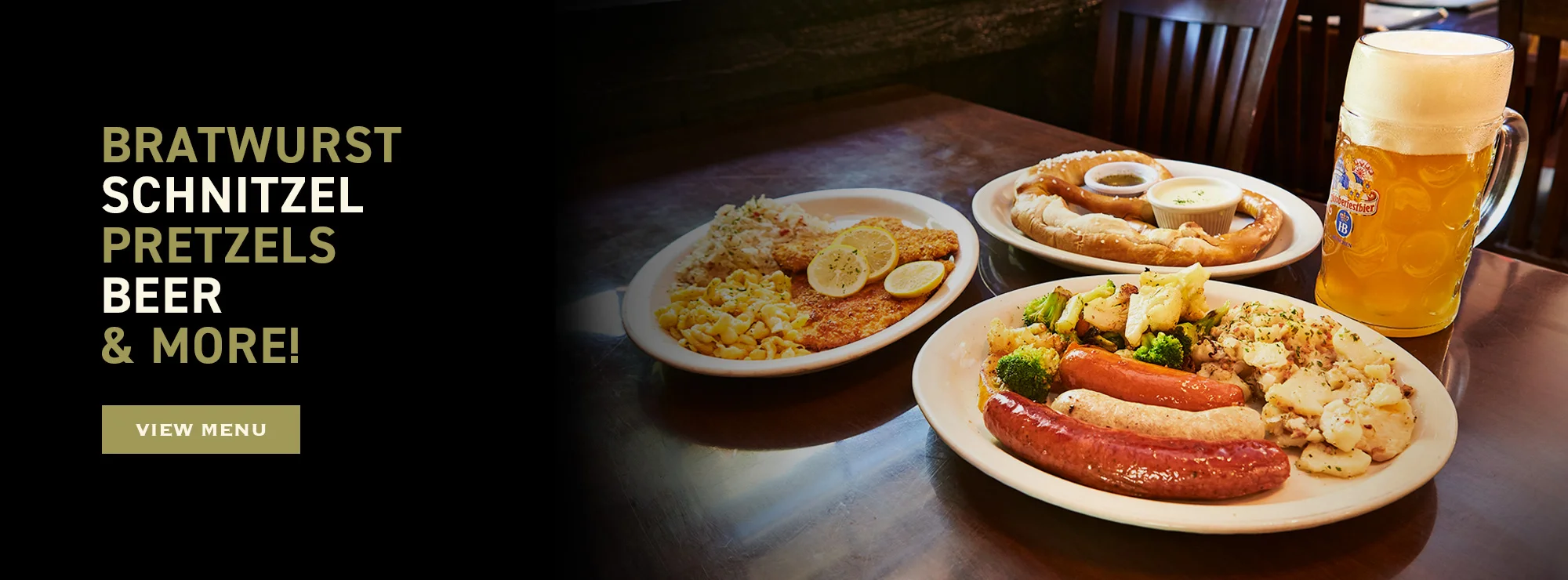 The Heidelberg Menu Schnitzel Pretzel German Potato Salad Beer