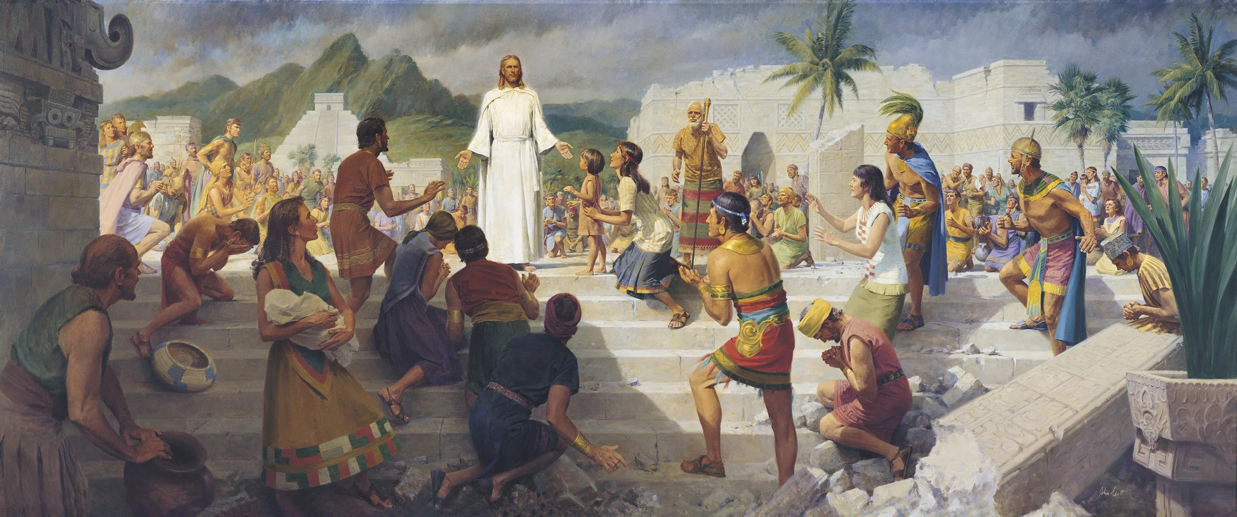 Jesus visiting the Native Americans, as depicted in The Book of Mormon