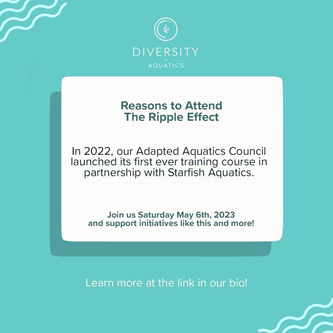 Your support helps educational endeavors like our Adapted Aquatics Council's first-ever training course. 

Join us in LA on Saturday for The Ripple Effect! 

More details at the link in our bio &gt;&gt;&gt; @diversityinaquatics