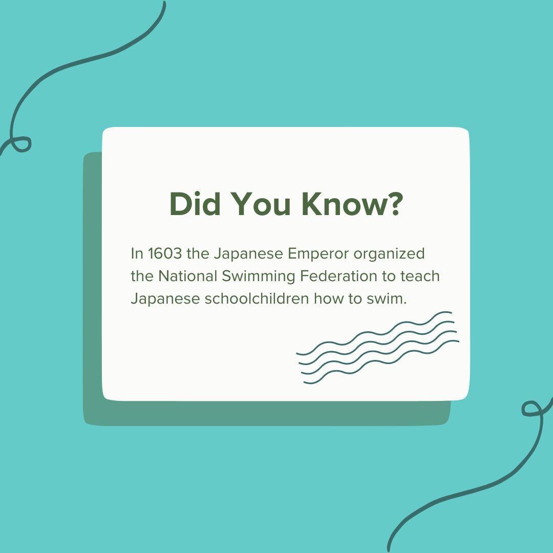 In 1603 the Japanese Emperor organized the National Swimming Federation to teach Japanese schoolchildren how to swim. 

Follow us for more swimming history and facts! 

#DiversityInAquatics #Swimming #Aquatics #WaterSafety