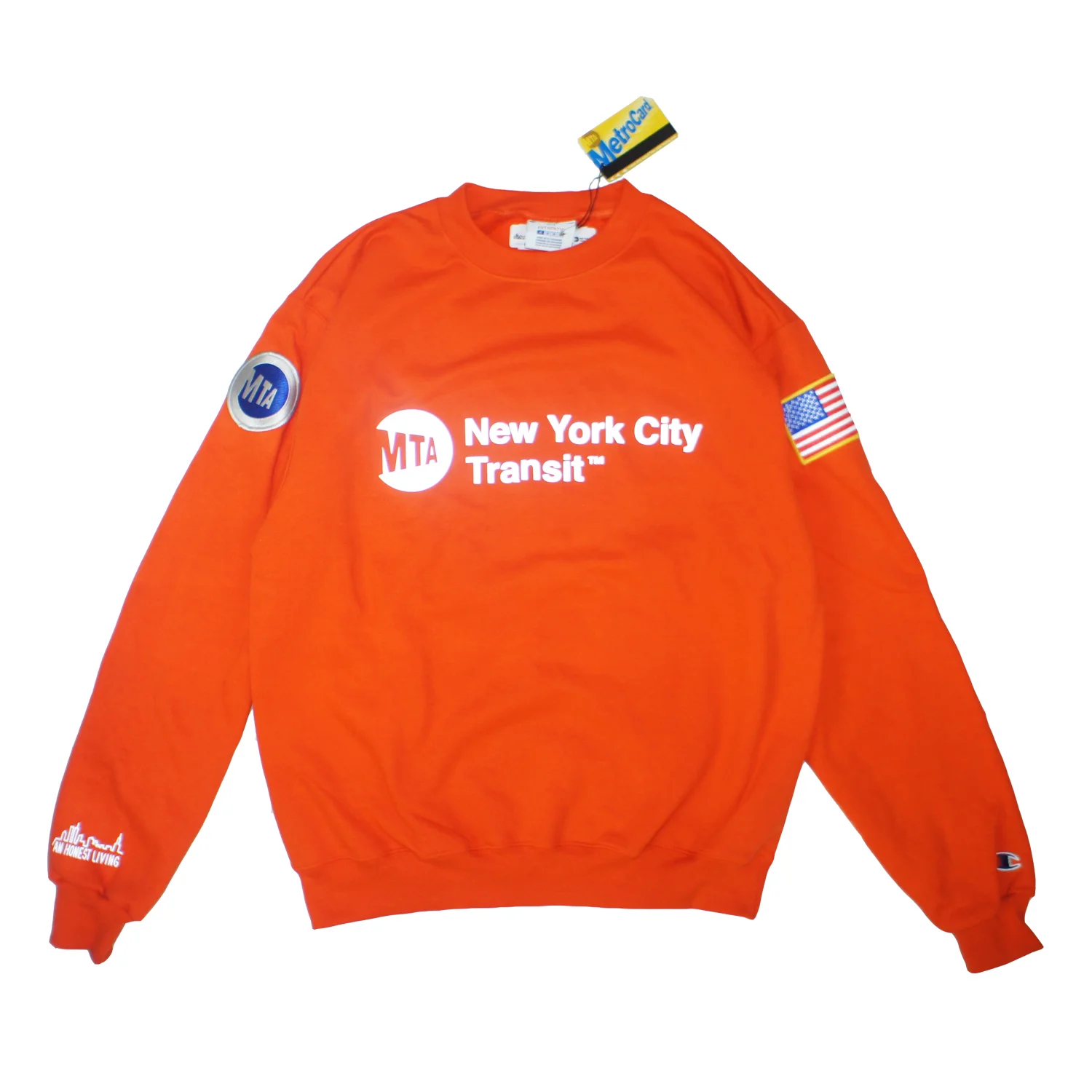 The MTA Overtime Safety-Orange Champion Crewneck Sweatshirt — An Honest  Living™
