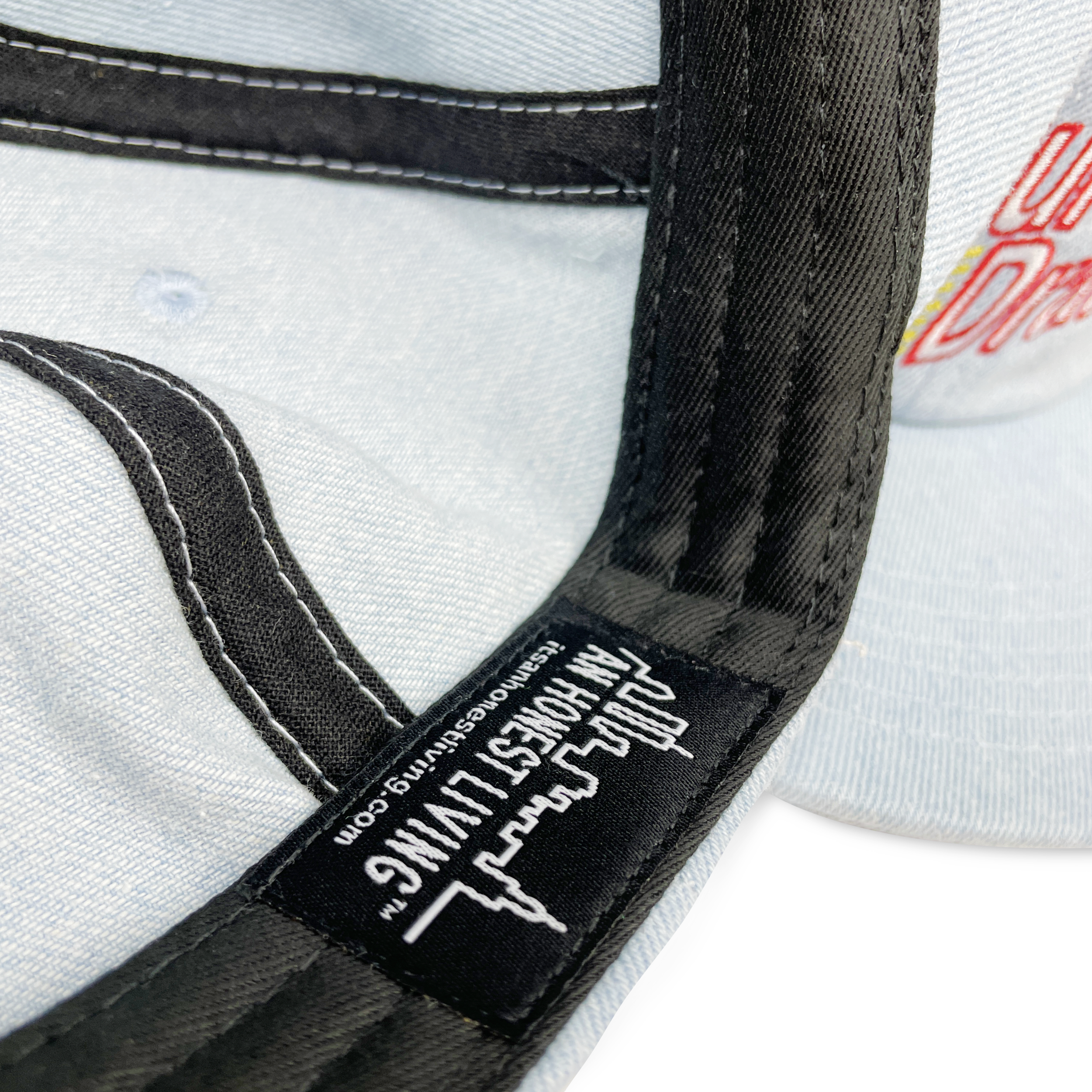 帽子 AN HONEST LIVING 6-Panel Cap The Quick Draw™ 'Dive Bar Promo' Light Blue Washed Denim 6-Panel
