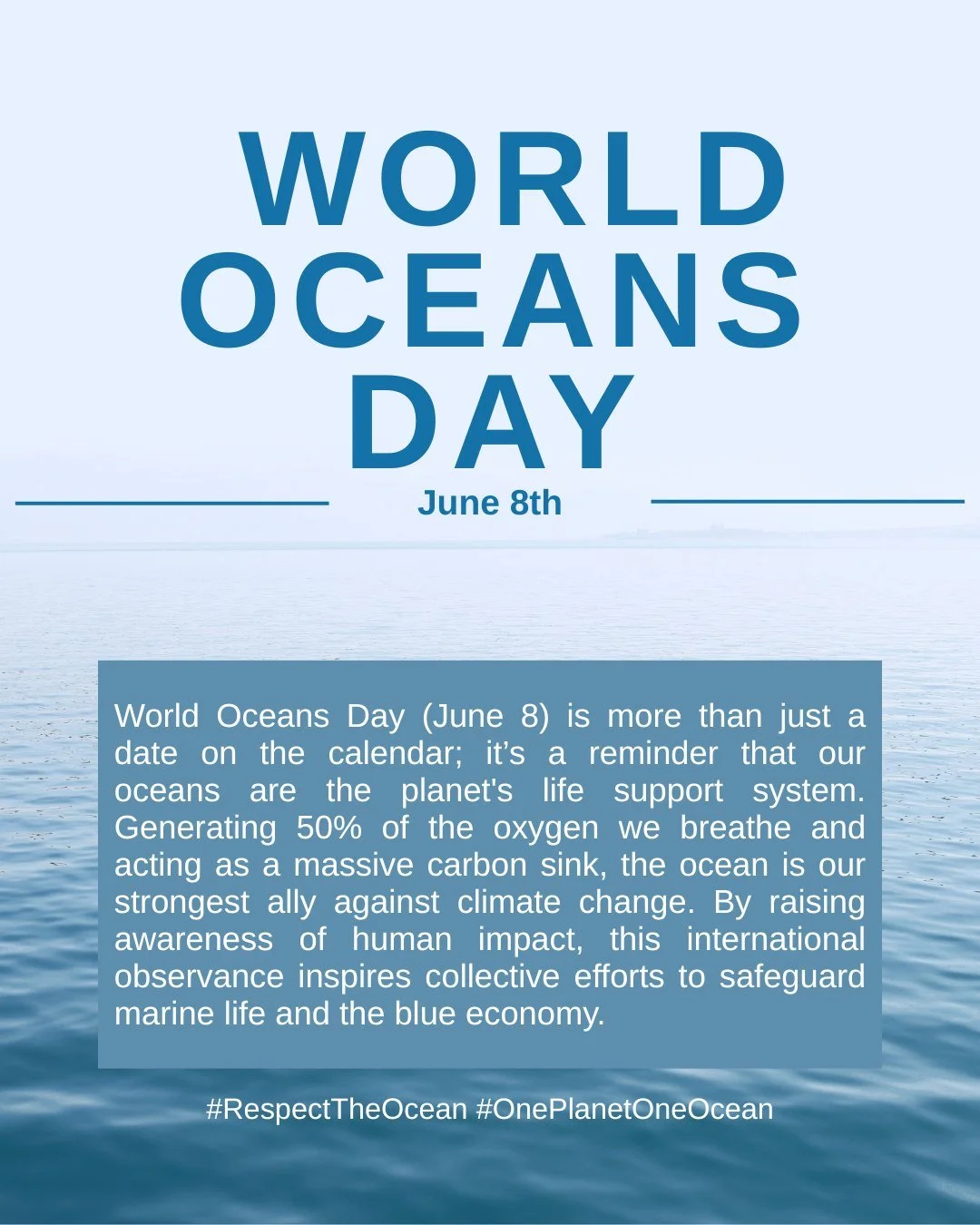 One Ocean, One Mission: Making Everyday World Oceans Day🌎🌊 World Oceans Day (June 8) reminds us that the ocean is our planet's life support system, producing 50% of our oxygen and fighting climate change. 🌊 From the United Nations to local coastal