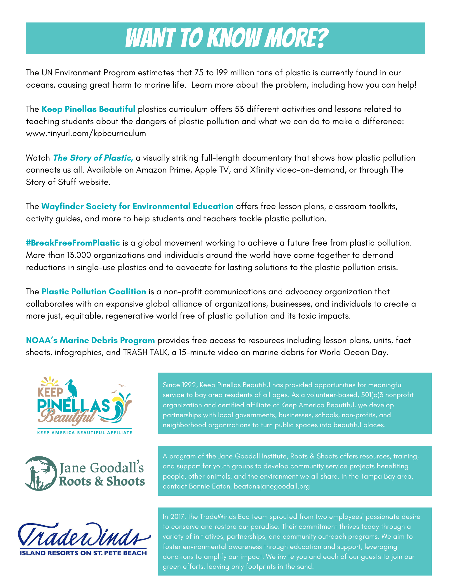 Plastic-Free Pledge — Keep Pinellas Beautiful