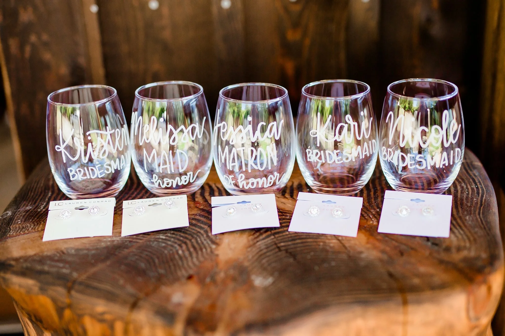 Personalized bridesmaid wine glasses