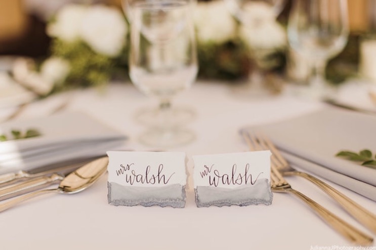 Mr and Mrs watercolor placecards
