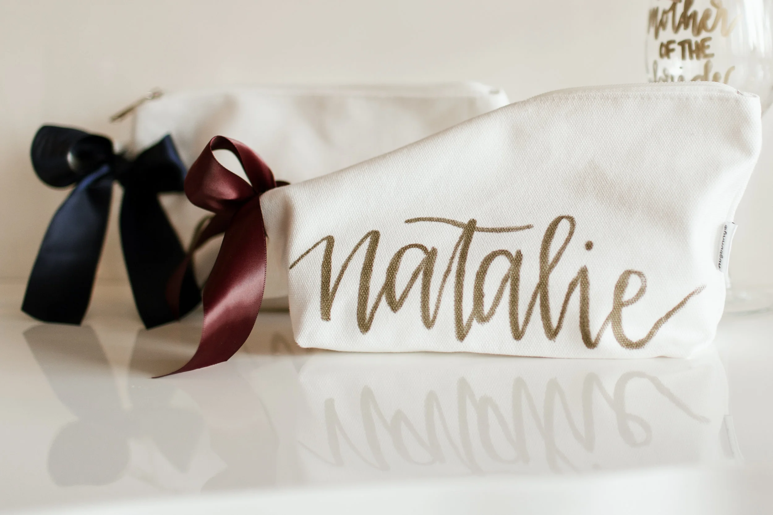 Personalized bridesmaid make up bag