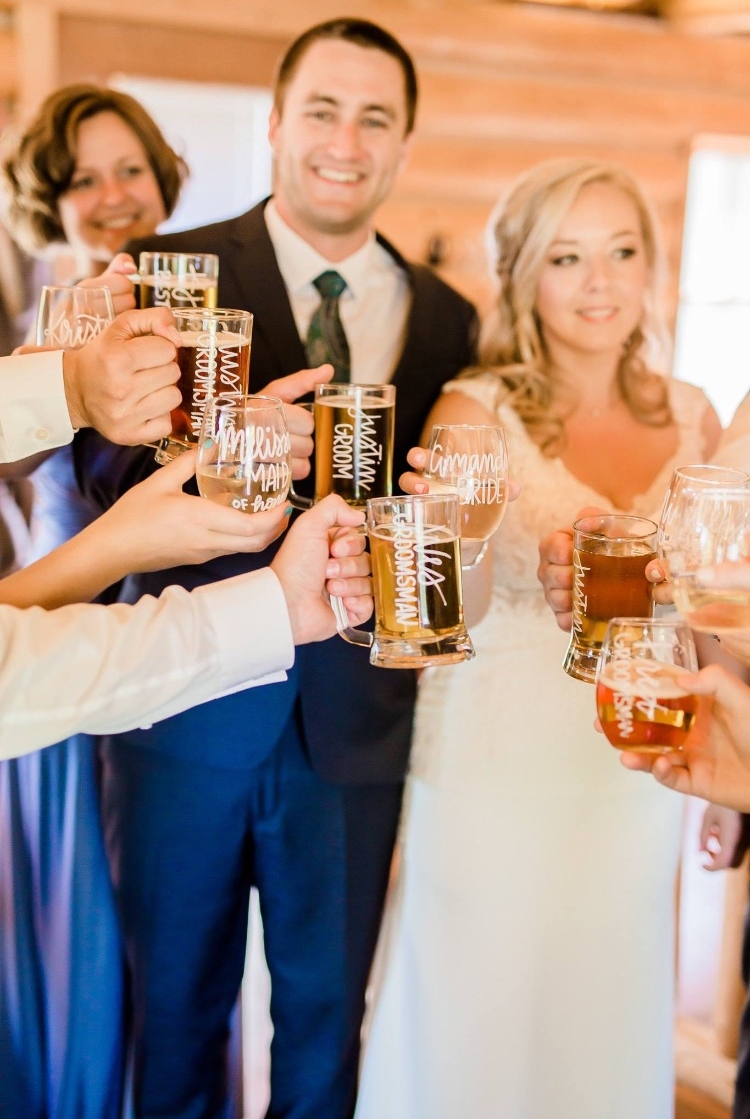 Personalized wedding party glasses