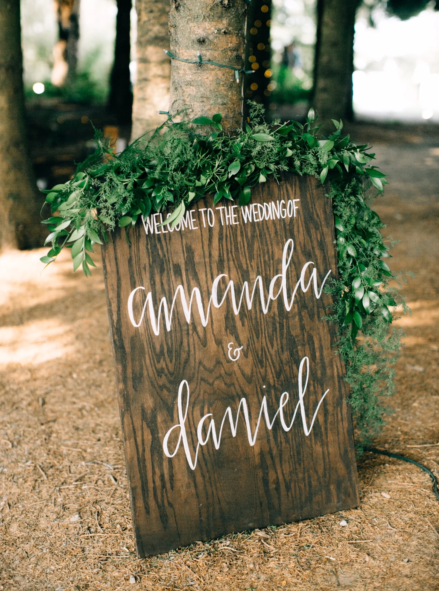 Wood welcome sign