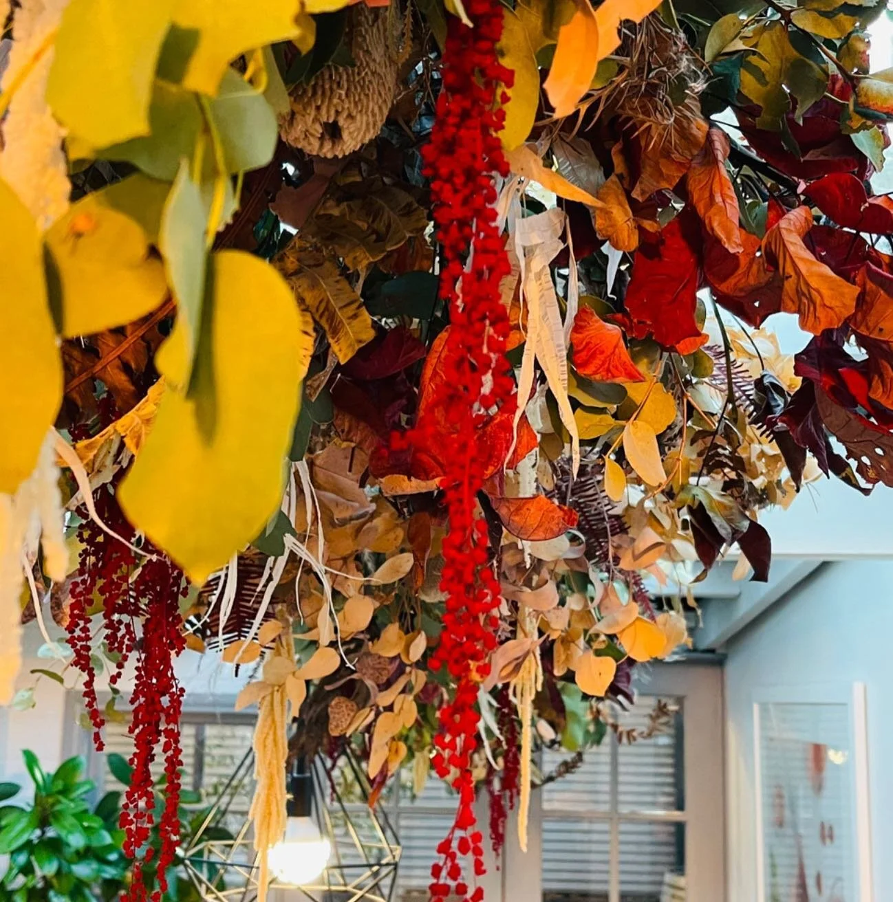 Love the pops of colour // install for @akaruawineskitchenbyartisan
.
.
.
#akaruawineskitchenbyartisan#theborrowedbotanicals#driedflowersstyle