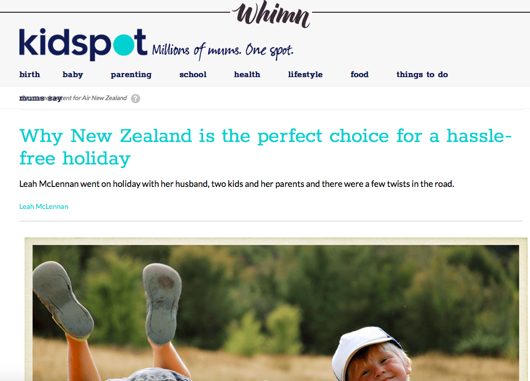 KIDSPOT, ON BEHALF OF AIR NZ. CLICK HERE TO READ.