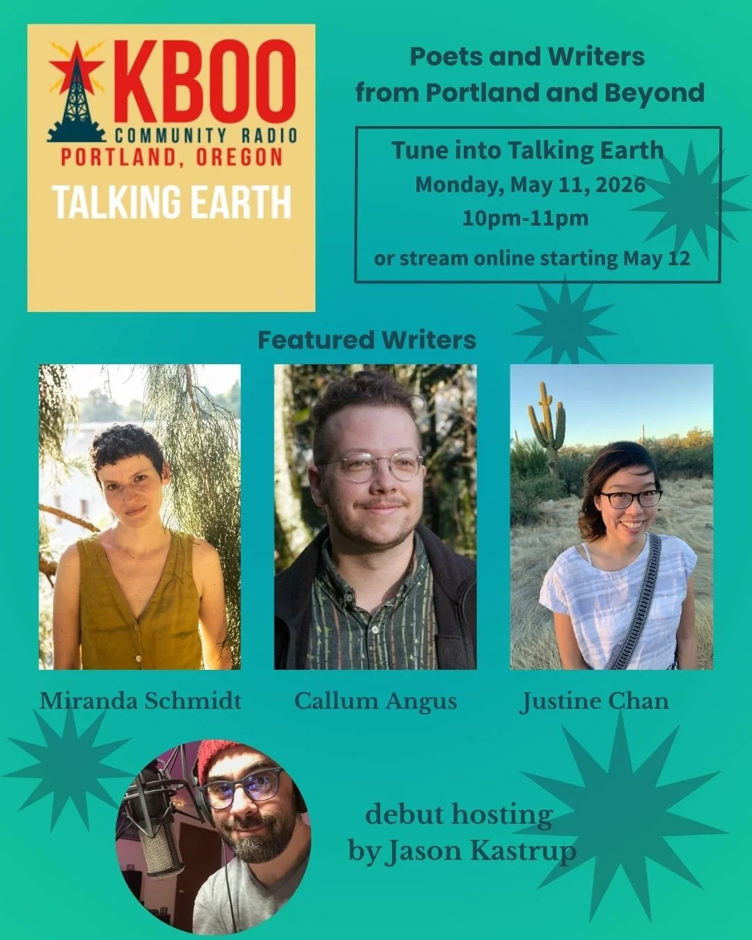 flyer for upcoming Talking Earth appearance (all info is listed on page)