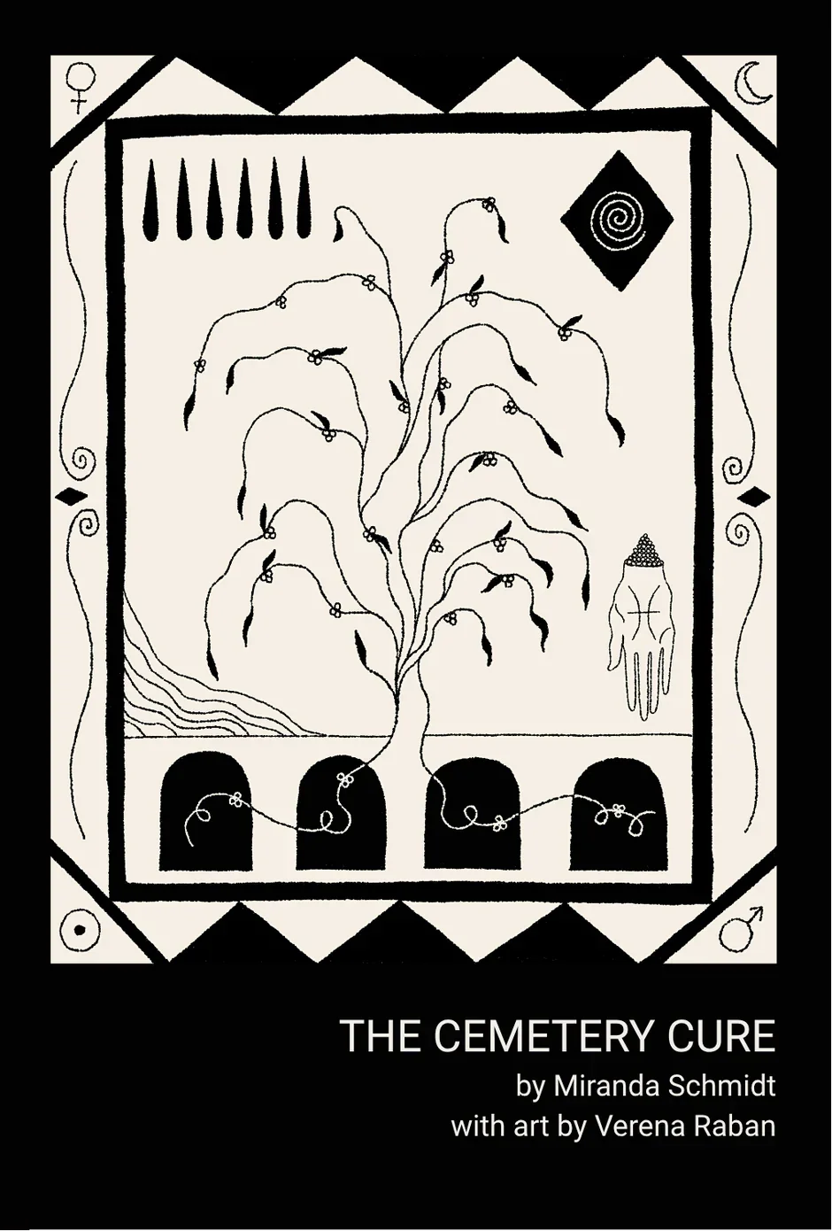 cover of the chapbook "The Cemetery Cure" by Miranda Schmidt, with art by Verena Raban
