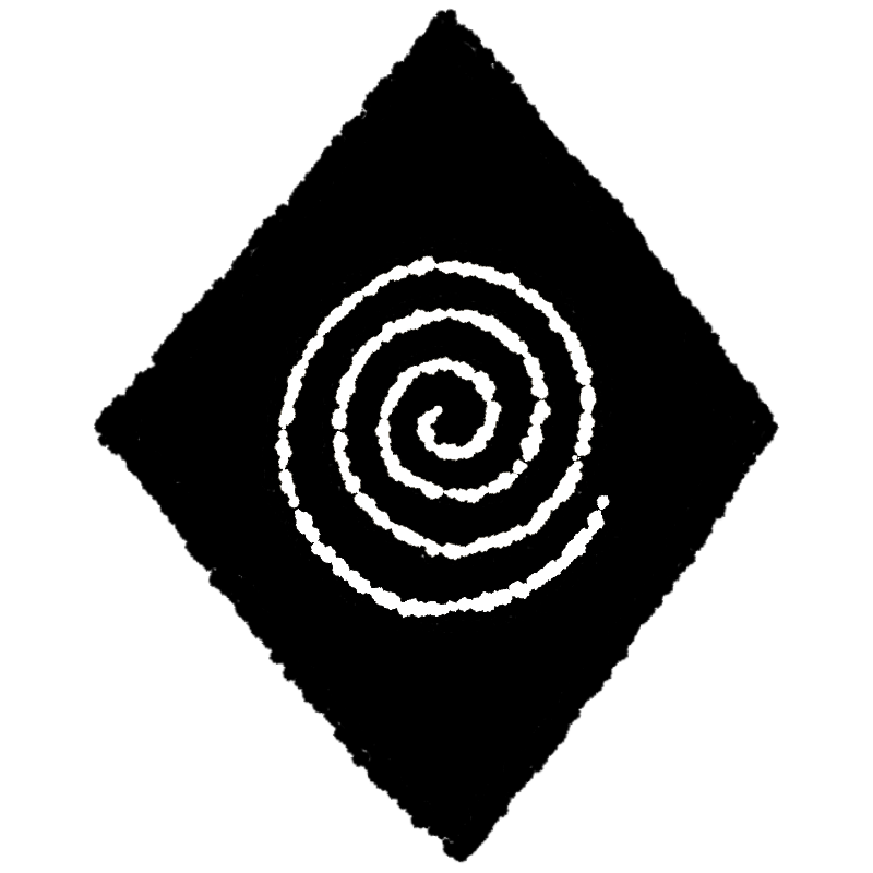a hand drawn spiral in a diamond shape