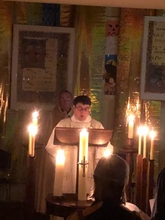 Sr Juliana sings the Exultet at Easter Vigil
