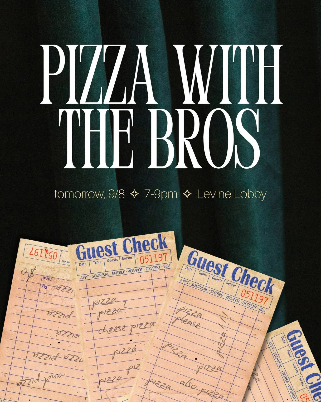 our first open rush event is tomorrow!! 🍕🥤 come to Levine Lobby from 7-9 PM for free pizza and to meet our brothers! we can&rsquo;t wait to meet you ⭐️⭐️⭐️