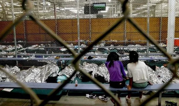 Holding cell for children at the U.S. Customs and Border Protection Placement Center in Nogales, Ariz. Photo via Ross D. Franklin (AP)