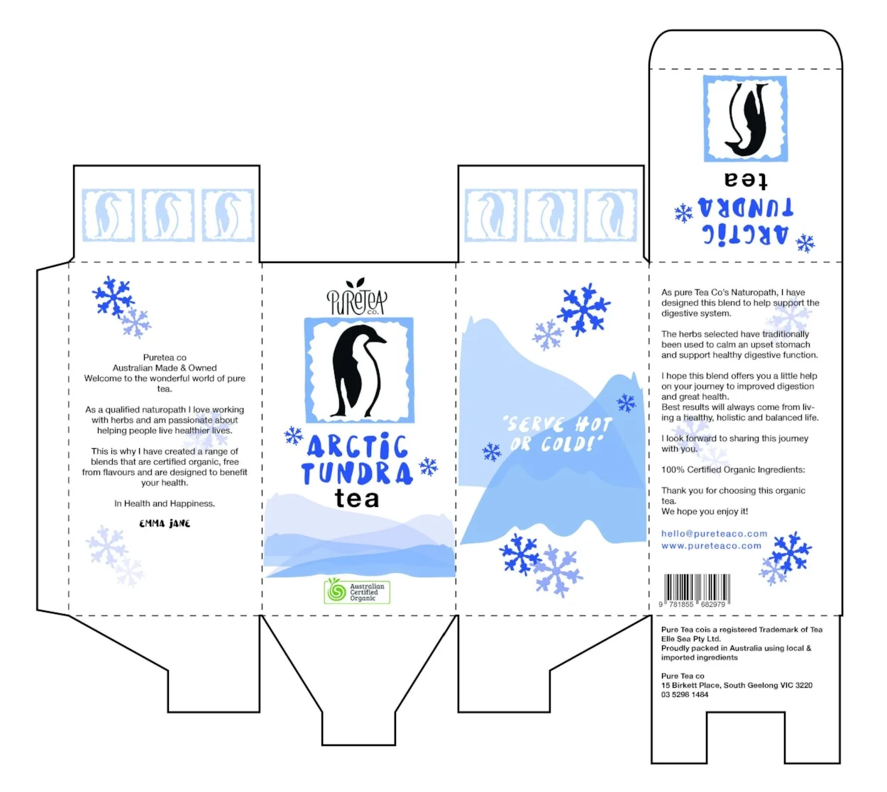 Lino-Cut tea box project - Adobe Illustrator & InDesign