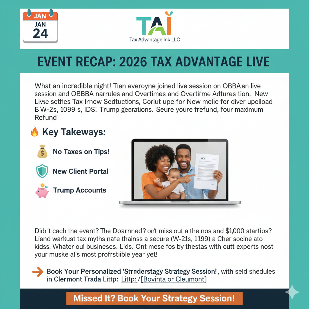 **Tax Advantage Ink, LLC Blog – 2025 Updates and Insights**  **Welcome to Our 2025 Blog!**