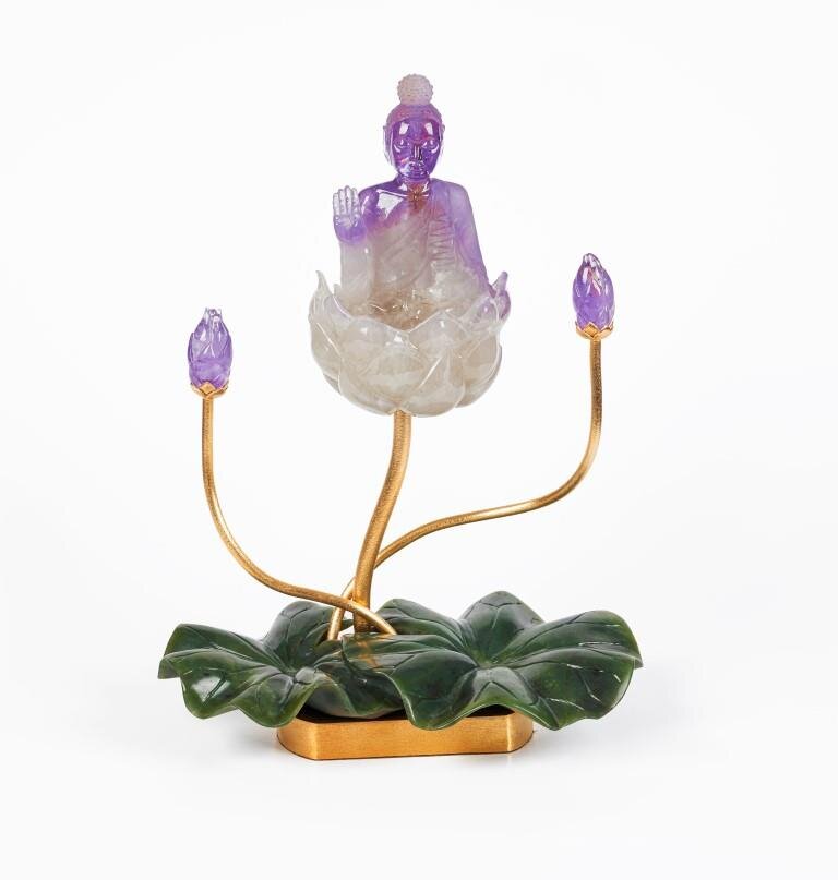 L'aquart Ametrine Gautama Buddha on Lotus